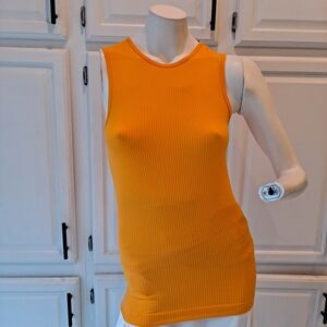 Zyia Active Vibrant Sunset Orange Ribbed Parallel Tank Top